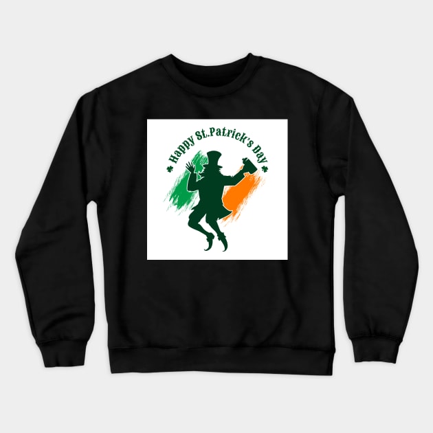 Saint Patricks Day emblem with joyful leprechaun. Crewneck Sweatshirt by devaleta